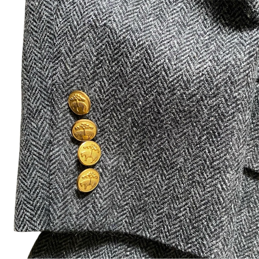Brooks Brothers Madison 1818 Herringbone Wool Blazer Black & Charcoal Gray 40 S - Picture 13 of 15